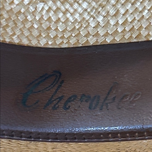 Tan Straw Cowboy Hat and leather interior band- rustic look by design - Picture 10 of 16